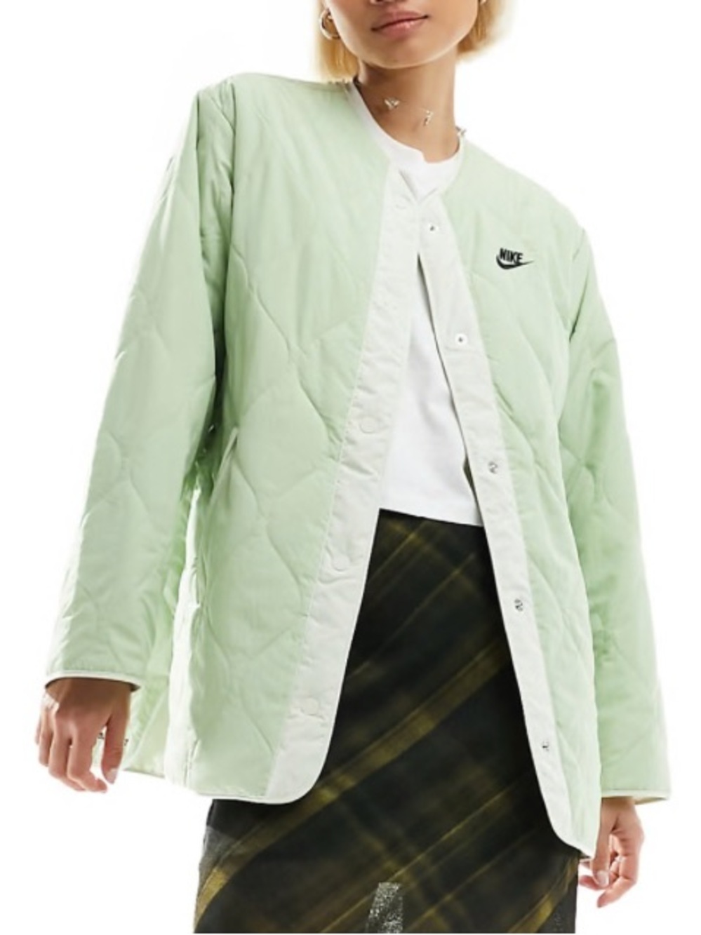 Nike Green & Cream Therma Fit Sport Utility Streetwear Quilted Puffer Jacket- M